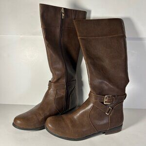 Women's Banana Republic Brown Leather Riding Boot Size 9 Buckles and Zipper